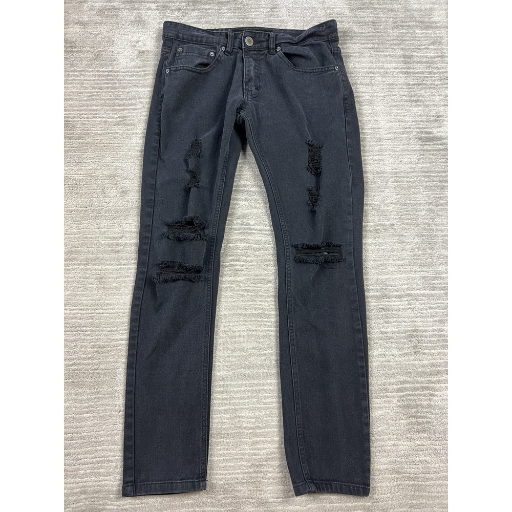 Copper Rivet Jeans Mens Size 30x32 Black Stretch Straight Leg Distressed